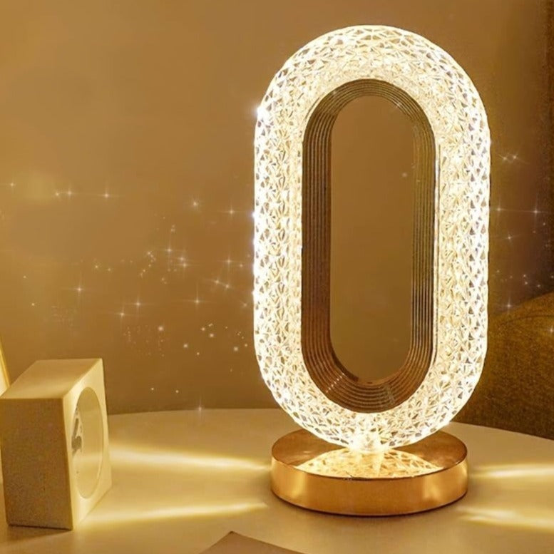 Crystal-Effect Table Lamp, Metal Base, 26 cm | Patterned Faceted Design | Rechargeable USB-C, Touch Dimmable, 3 Colour Modes 16