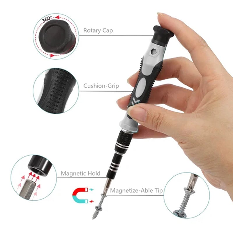 115-in-1 Magnetic Screwdriver Set | 98 Bits & 17 Precision Tools | Chrome Vanadium Steel Case with Extension Rod 8