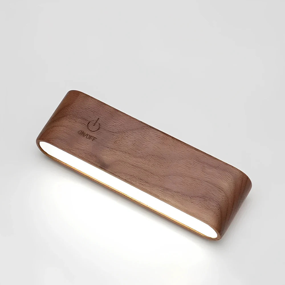 Rotatable Wall Light Wood 12 cm | Rounded or Rectangular, Ash or Walnut | 360° Swivel, Touch Dimmable, Rechargeable 7