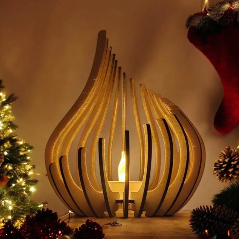 Wooden Teardrop Candle Holder, 16.5-29.5 cm | Hollow Carved Shadow Design | DIY Puzzle Assembly, Available in 4 Sizes 5
