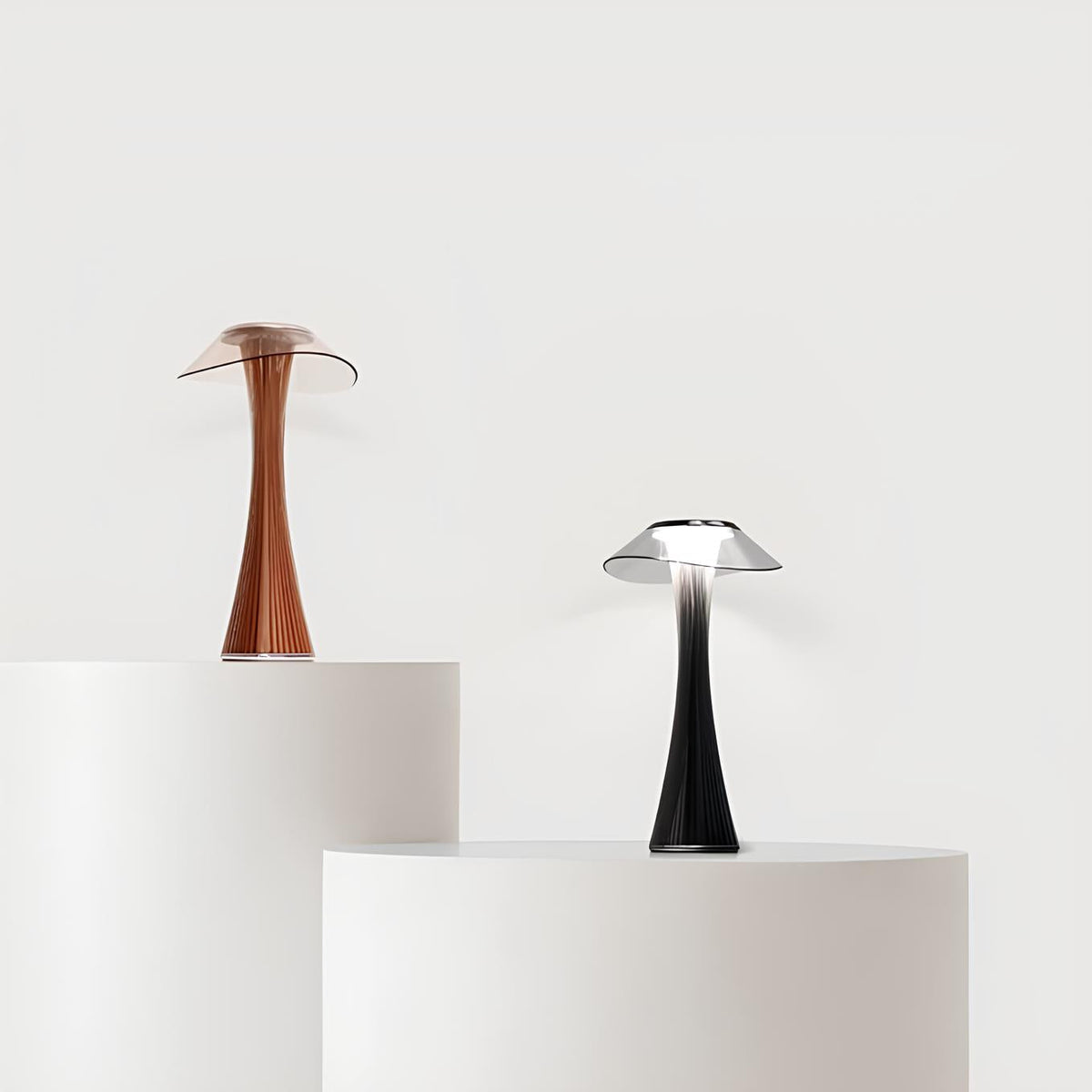 Cordless Table Lamp ABS 27.4 x 15.1 x 7.8 cm | Rose Gold or Black, Curved Design | Rechargeable, 3-Colour Dimmable Light 7