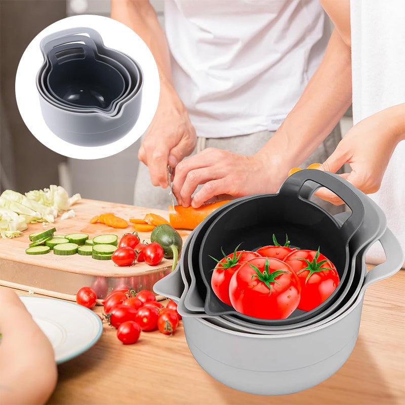 Nesting Mixing Bowl Set Plastic Stackable Graduated with Pour Spouts 1