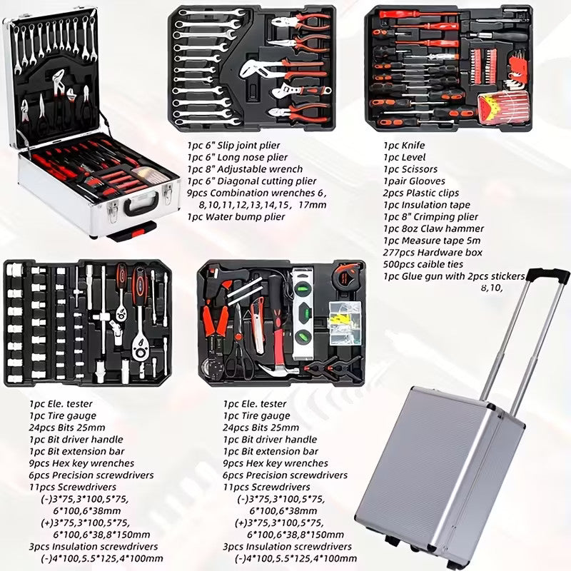 Tool Set 52 Pcs Steel | Black or Red Hard Case | Complete Household Repair Kit for DIY Projects and Home Maintenance 7