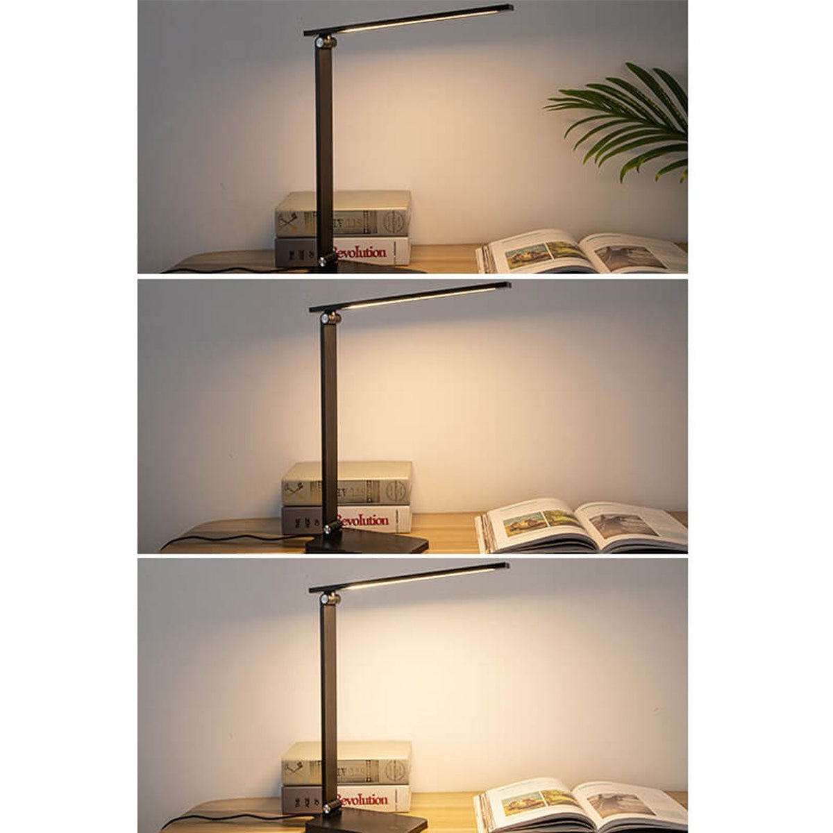 Foldable LED Desk Lamp Aluminium | Touch Dimmer, USB Powered | Adjustable Folding Arm, 700 Lumens, Black or White 12