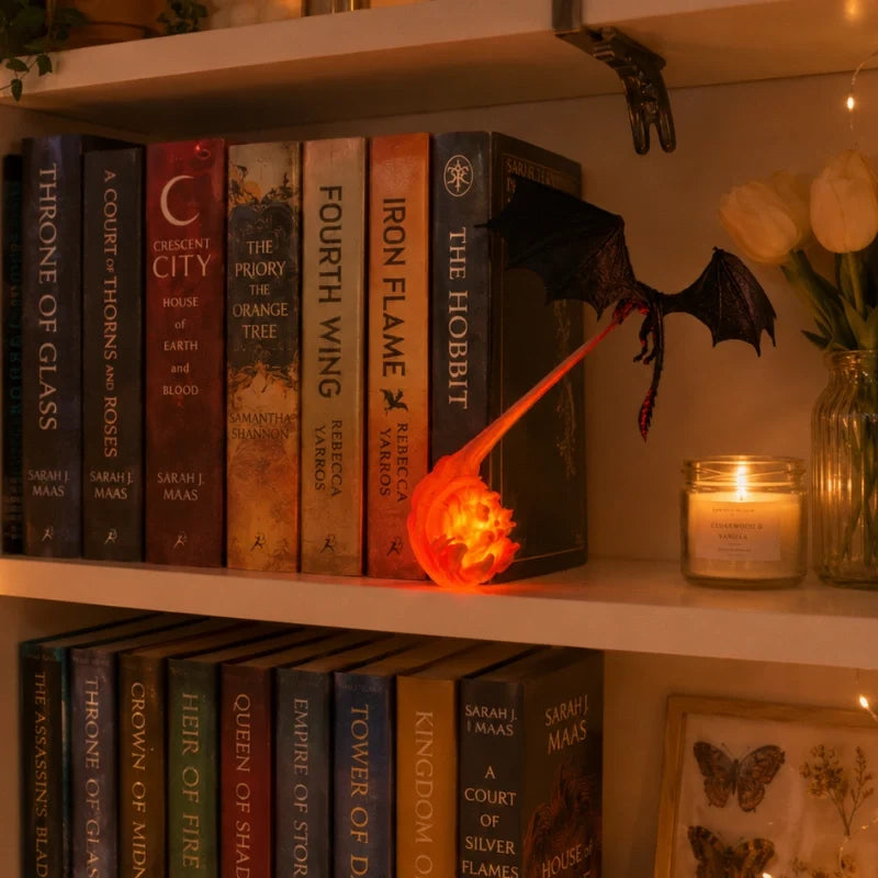 Dragon Night Light | Flying Dragon Silhouette with Fire-Breathing Illusion | Cordless, 3D-Printed PLA, Large or Small 5
