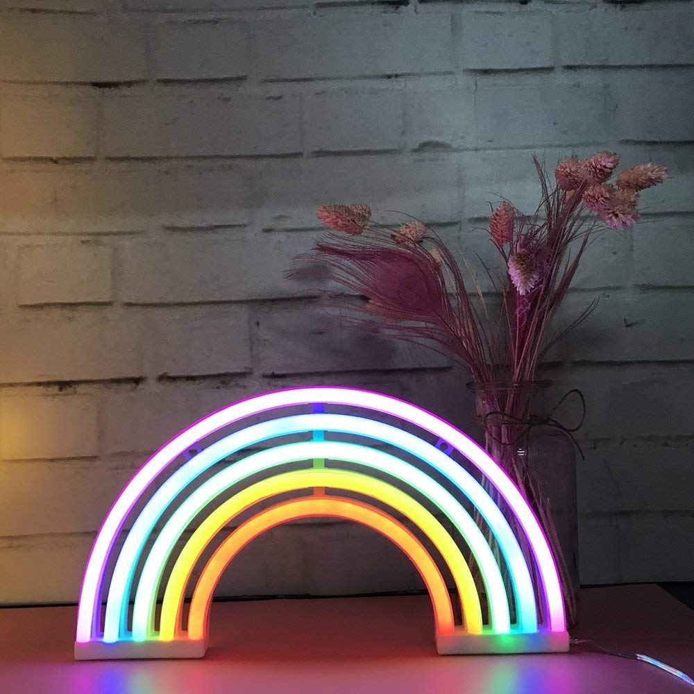 LED Rainbow Neon Sign | Dual Powered by USB or 3AA Batteries | Colourful Wall Decor for Bedroom, Gaming Room & Parties 3