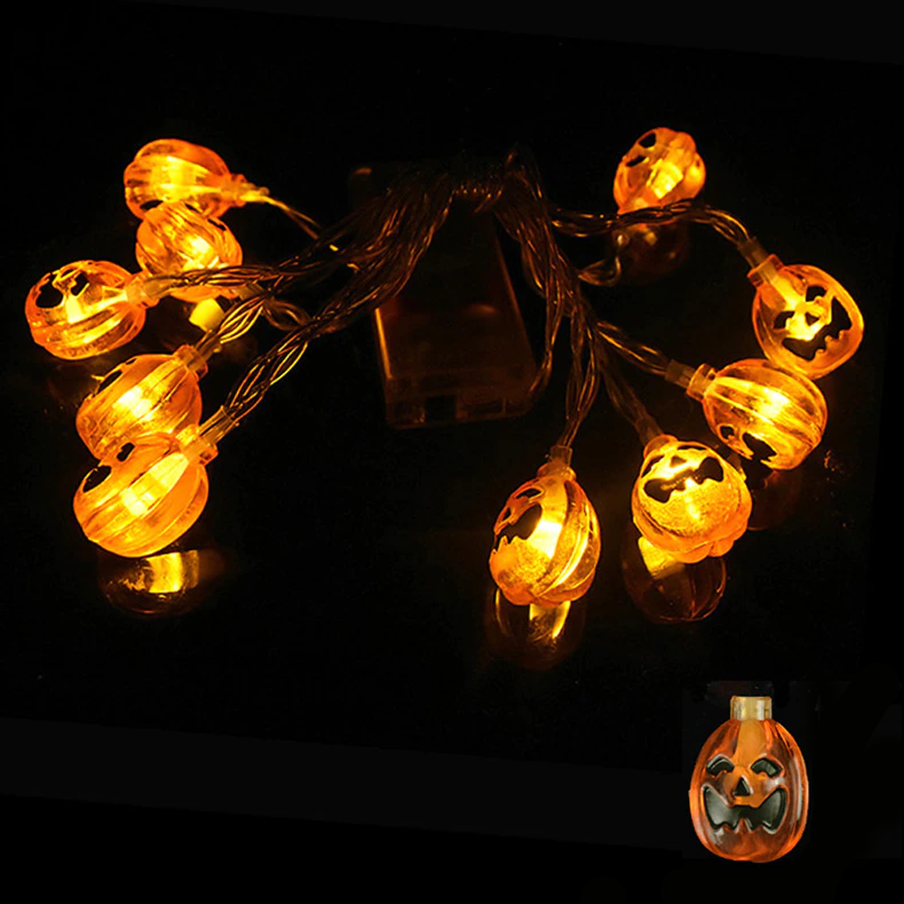LED Pumpkin String Lights for Halloween | Battery-Powered with Carved Smiley Faces | Warm Glow Indoor Outdoor Decor 4