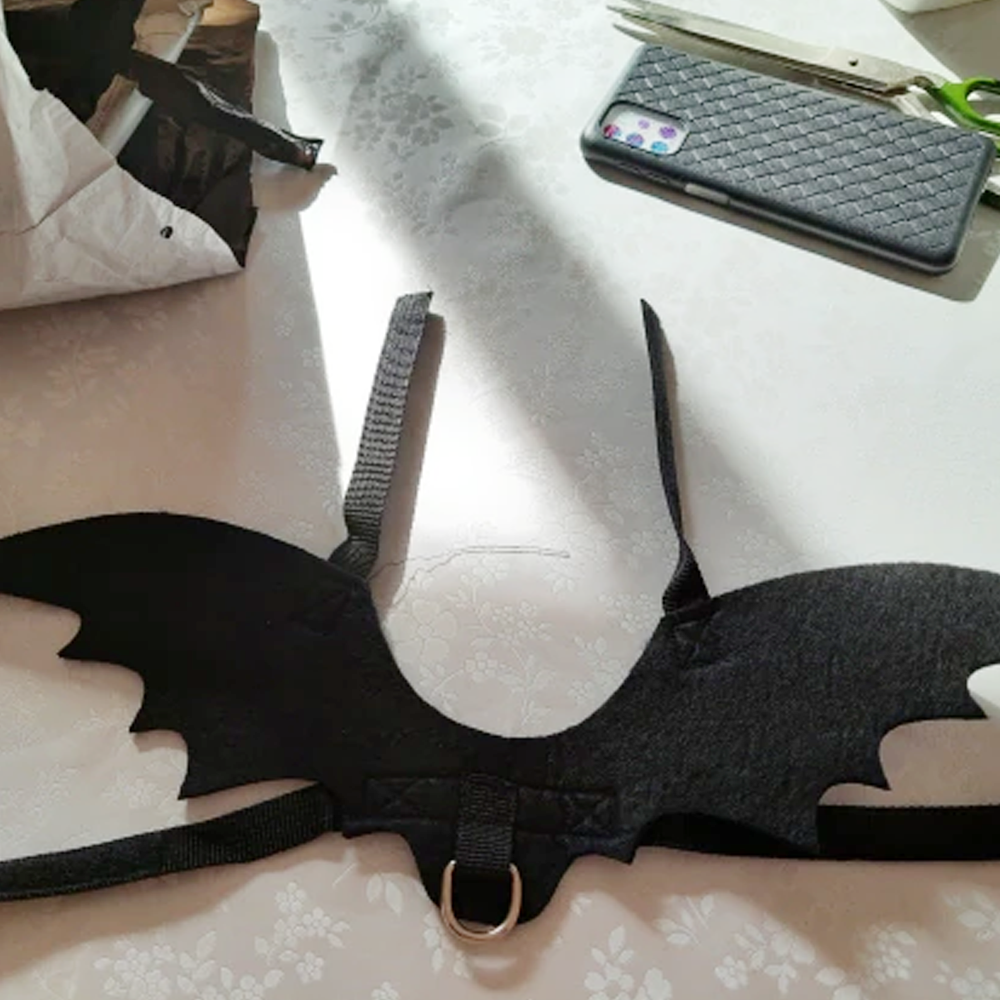 Bat Wings Pet Costume for Halloween | Adjustable Strap, Velcro Fit | Leash Buckle for Walks, Photo-Ready Accessory 4