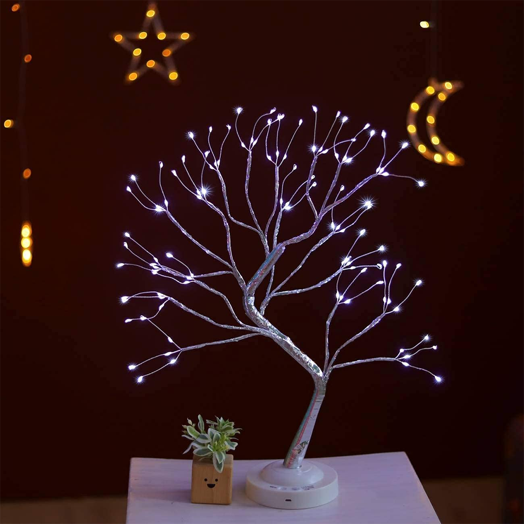 LED Fairy Light Tree Lamp | 108 Bendable Branch Lights, Flexible Design | Cordless Dual-Power Décor for Home and Garden 12