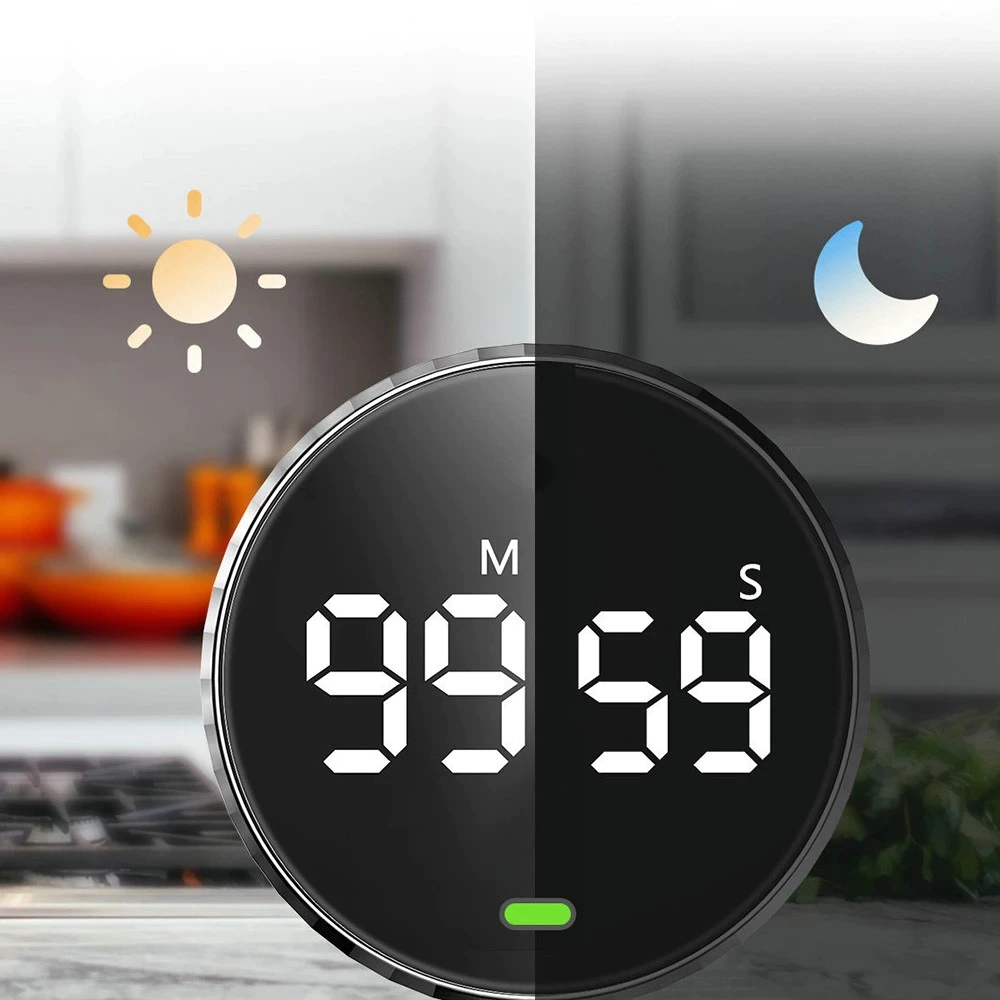 Magnetic Digital Timer LED Clock | 99-Minute Countdown Timer, 3 Volume Settings | Mirrored LED Display, Sticks to Metal 4