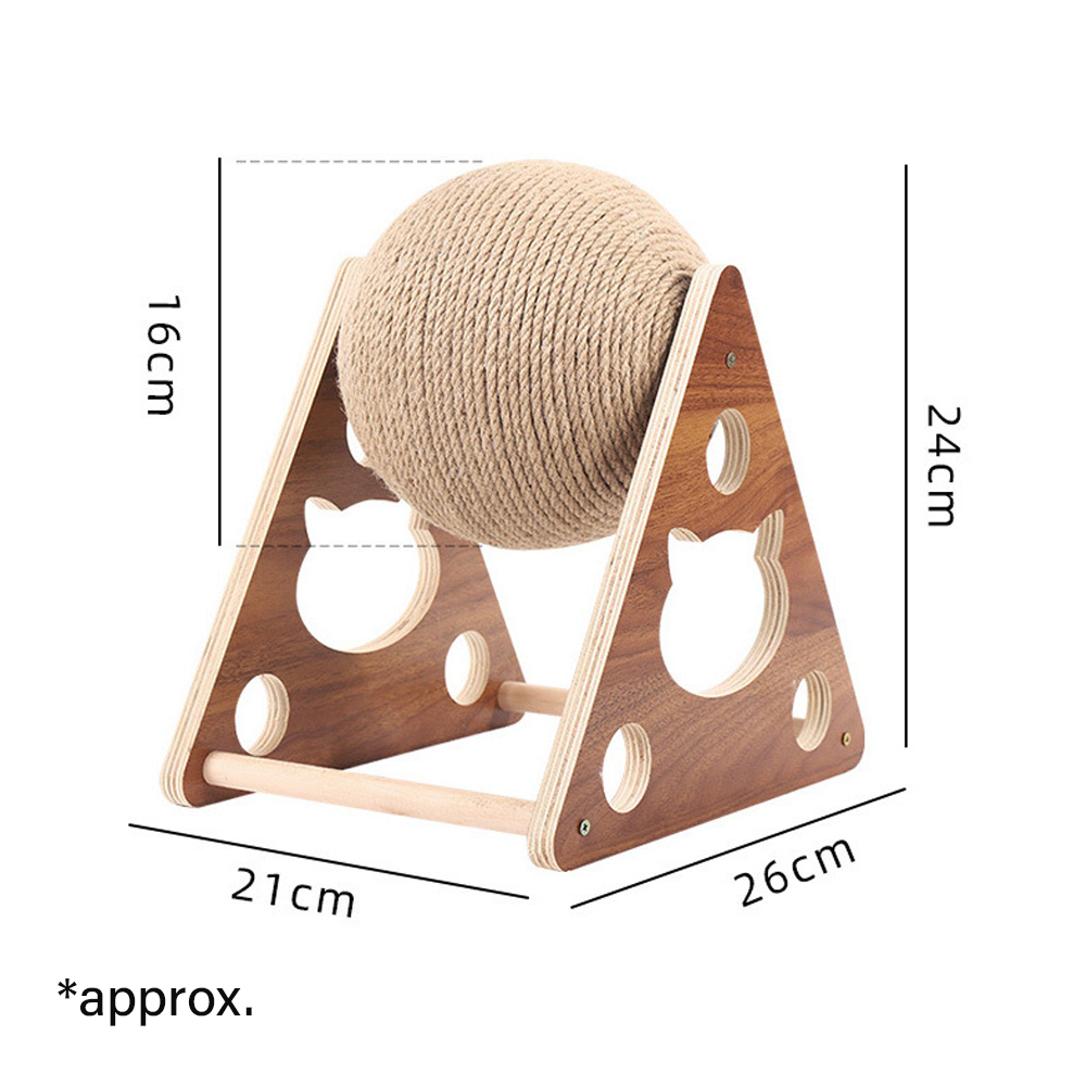 Cat Scratching Ball Toy Hemp Rope | Spinning Exercise Ball & Wooden Stand | Protects Men's Furniture From Scratches 6