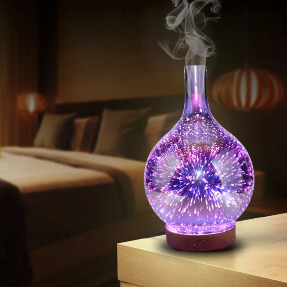 3D Glass Aromatherapy Ultrasonic Diffuser | 7 LED Meteor Light Effect | 100ml Mist Capacity for Relaxing Sleep 3