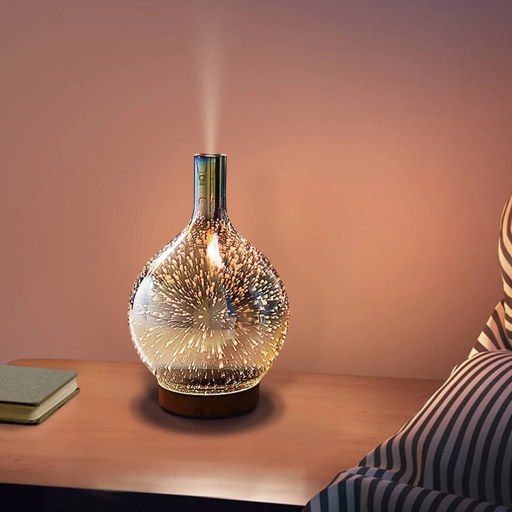 3D Glass Aromatherapy Ultrasonic Diffuser | 7 LED Meteor Light Effect | 100ml Mist Capacity for Relaxing Sleep 4