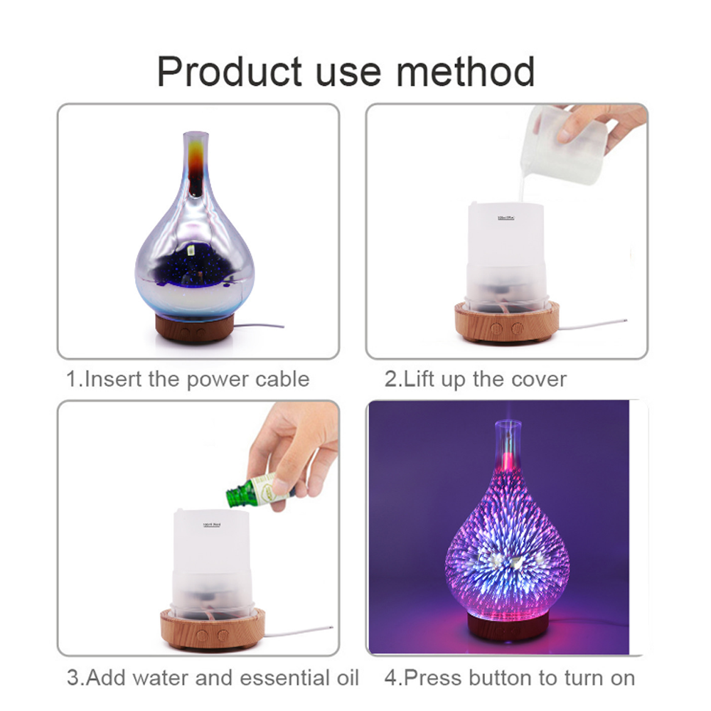 3D Glass Aromatherapy Ultrasonic Diffuser | 7 LED Meteor Light Effect | 100ml Mist Capacity for Relaxing Sleep 6