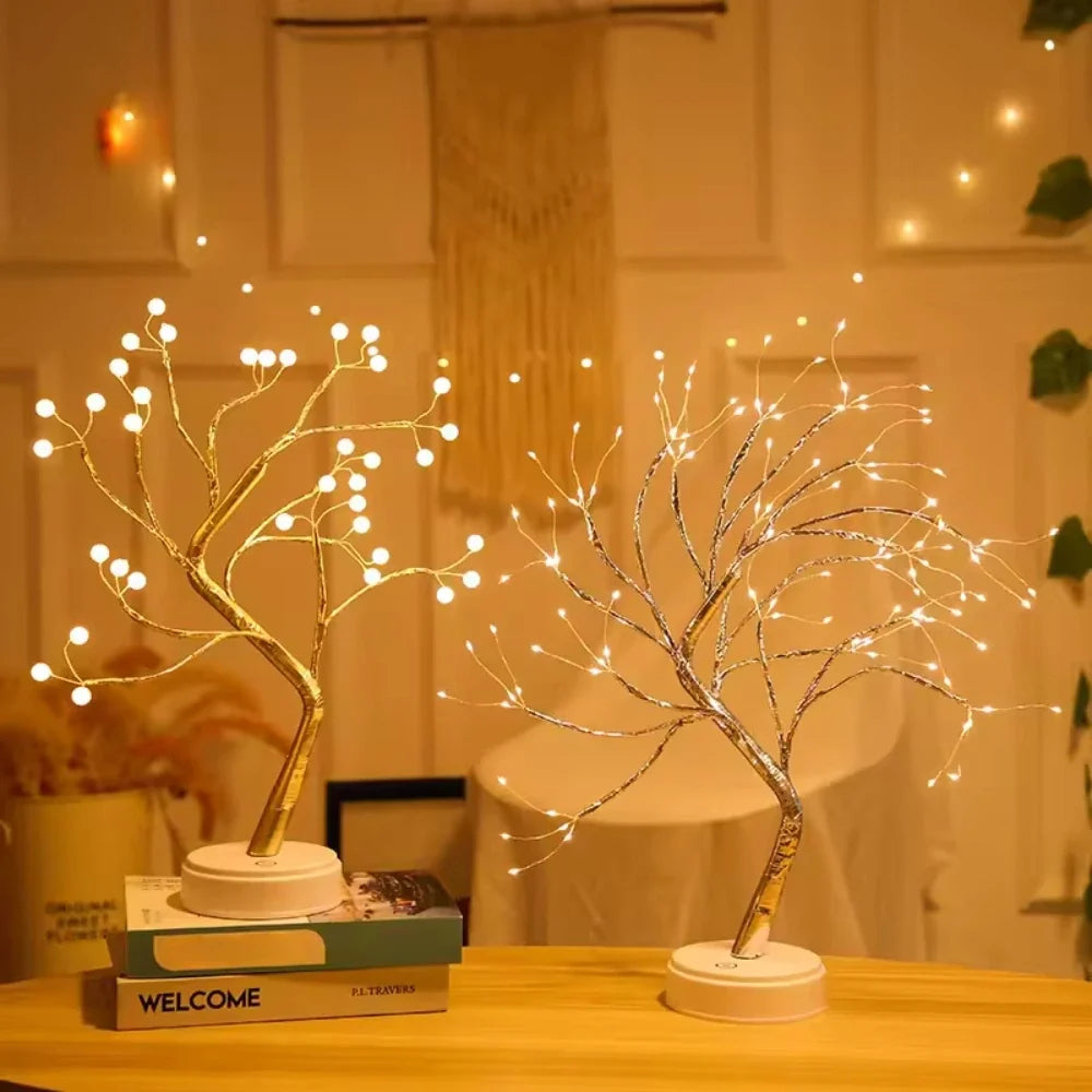 LED Branch Light Tree, Copper Wire, 50 cm | Drop or Pearl Shades, Warm White Glow | Adjustable Branches, USB or Battery Powered 12