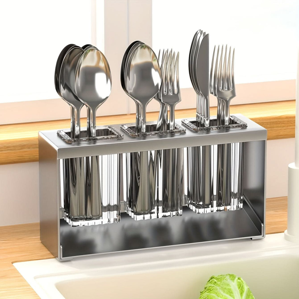 Kitchen Organizer Chopstick Holder Compact Plastic with Water Drain Design 6