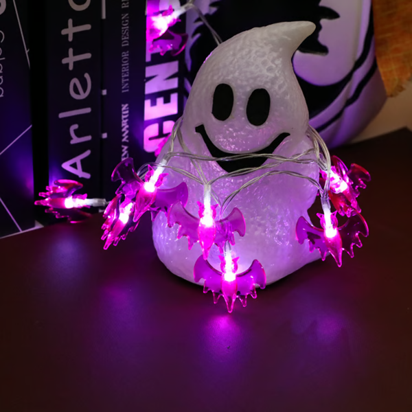 Halloween Bat String Lights | LED Indoor Outdoor Decor | PVC Weatherproof, Hangs on Pathway, Porch or Garden Fence 5