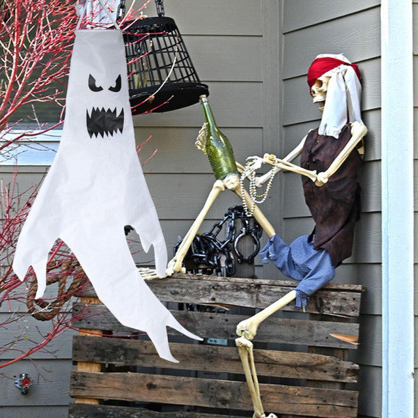 Flying Ghost Halloween Decoration | LED Light-Up Option, Hangs Anywhere | Reusable Fabric Party Prop & Photo Booth 2