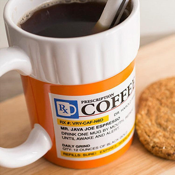 Prescription Bottle Coffee Mug Ceramic | Novelty RX Design with Large C-Handle | Funny Gift for Coffee Drinkers 1