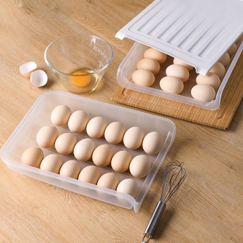 Auto Scrolling Egg Storage Holder PP Plastic | 18-Egg Capacity, Self-Rolling Design | Clear View, Space-Saving Kitchen Storage 9