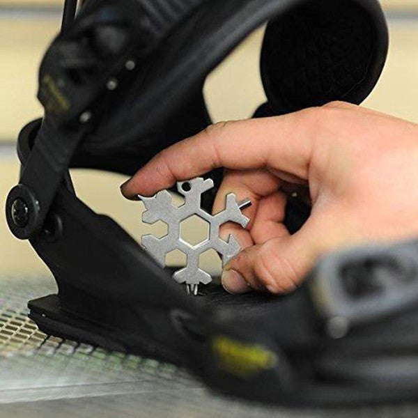 18-in-1 Multi-Tool Keychain Stainless Steel | Snowflake Design with Screwdrivers & Wrenches | Compact Pocket Repair Tool