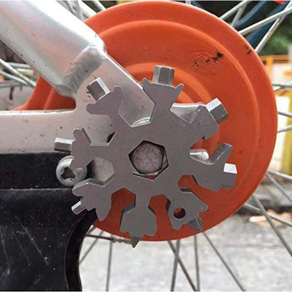 18-in-1 Multi-Tool Keychain Stainless Steel | Snowflake Design with Screwdrivers & Wrenches | Compact Pocket Repair Tool