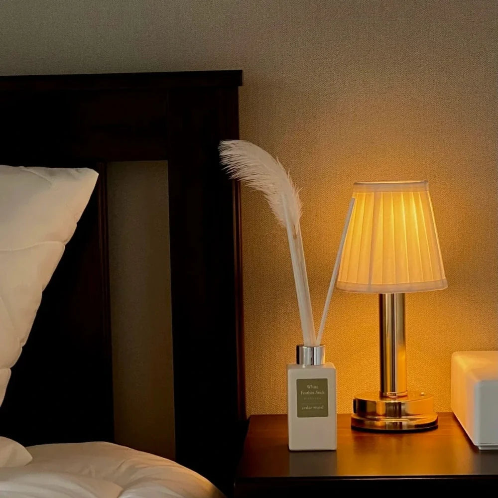 Rechargeable Table Lamp Fabric & Aluminium | Touch Control with 3 Brightness Levels | Cordless Up to 12 Hours Light 5