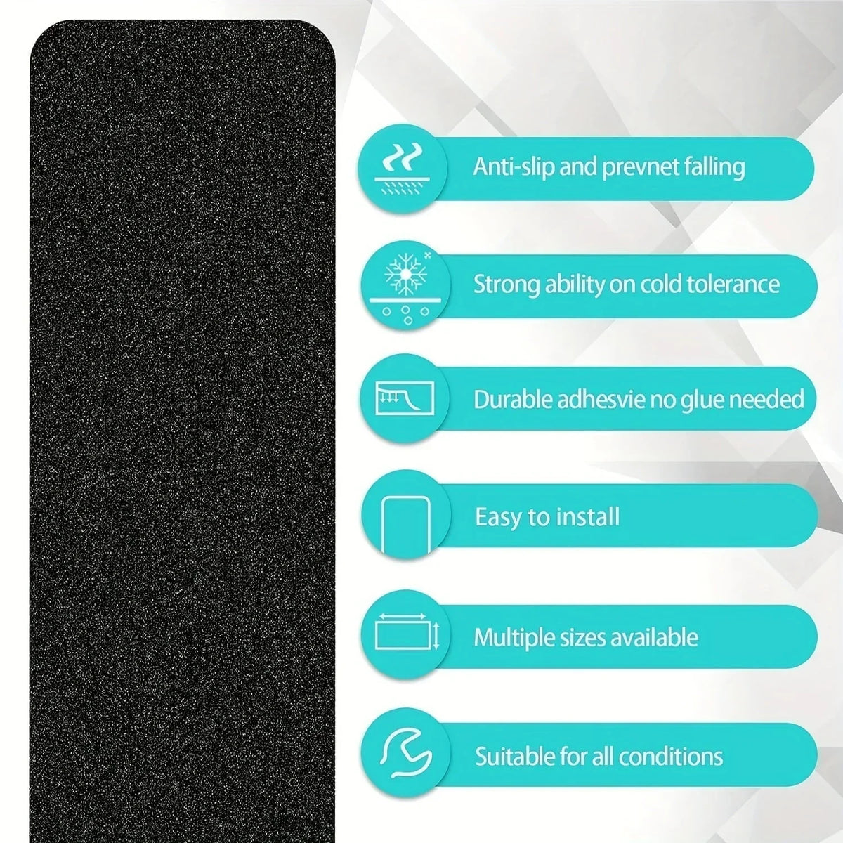 Anti-Slip Stair Strips Rubber | 80 Grit Traction Tape, Set of 10 | Peel-and-Stick Indoor Outdoor Safety Grip Strips 4