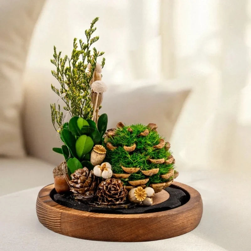 Preserved Flower Glass Dome Night Light | Dried Rose, Dandelion or Poppy-Pinecone Design | Warm White Ambient Glow 6