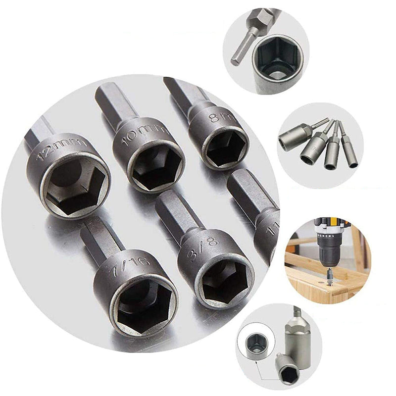 Hex Shank Nut Driver Bit Set, Chrome Vanadium Steel | 14-Piece Metric & Imperial Sizes | Fits Drills & Screwdrivers 2