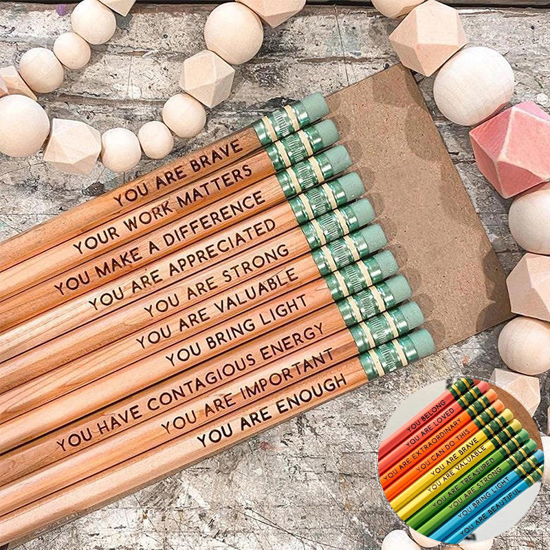 Motivational Message Pencil Set 10 Pack | Assorted Inspirational Designs | Encourages Confidence for School or Office 9
