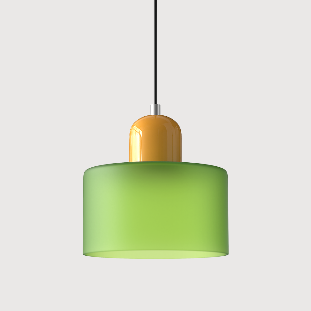 Glass Pendant Light Bauhaus Style Ø 15 cm | Coloured Glass Shade, Adjustable Cord | Warm Illumination for Dining and Living Areas 31