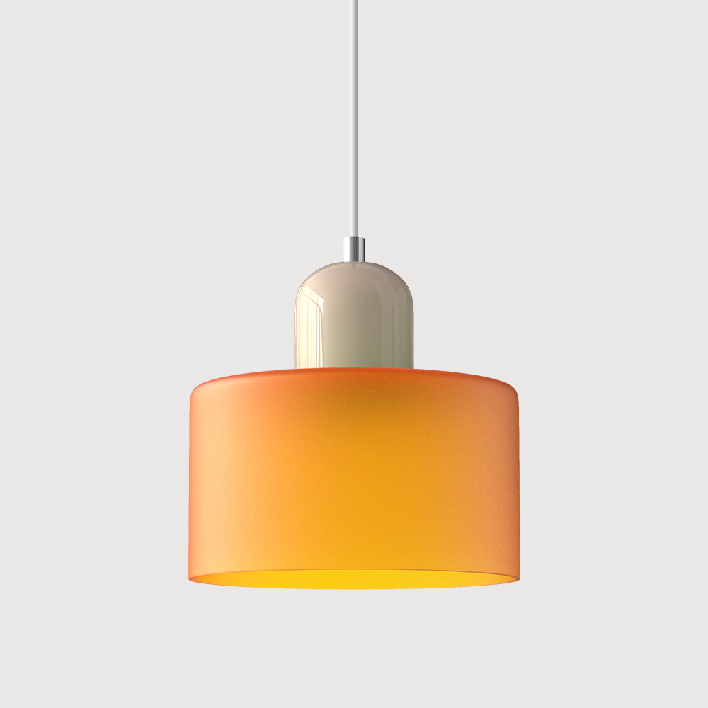 Glass Pendant Light Bauhaus Style Ø 15 cm | Coloured Glass Shade, Adjustable Cord | Warm Illumination for Dining and Living Areas 19