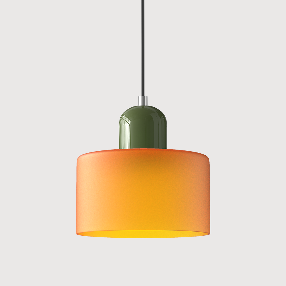Glass Pendant Light Bauhaus Style Ø 15 cm | Coloured Glass Shade, Adjustable Cord | Warm Illumination for Dining and Living Areas 21