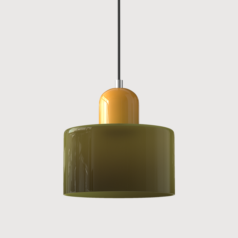 Glass Pendant Light Bauhaus Style Ø 15 cm | Coloured Glass Shade, Adjustable Cord | Warm Illumination for Dining and Living Areas 38