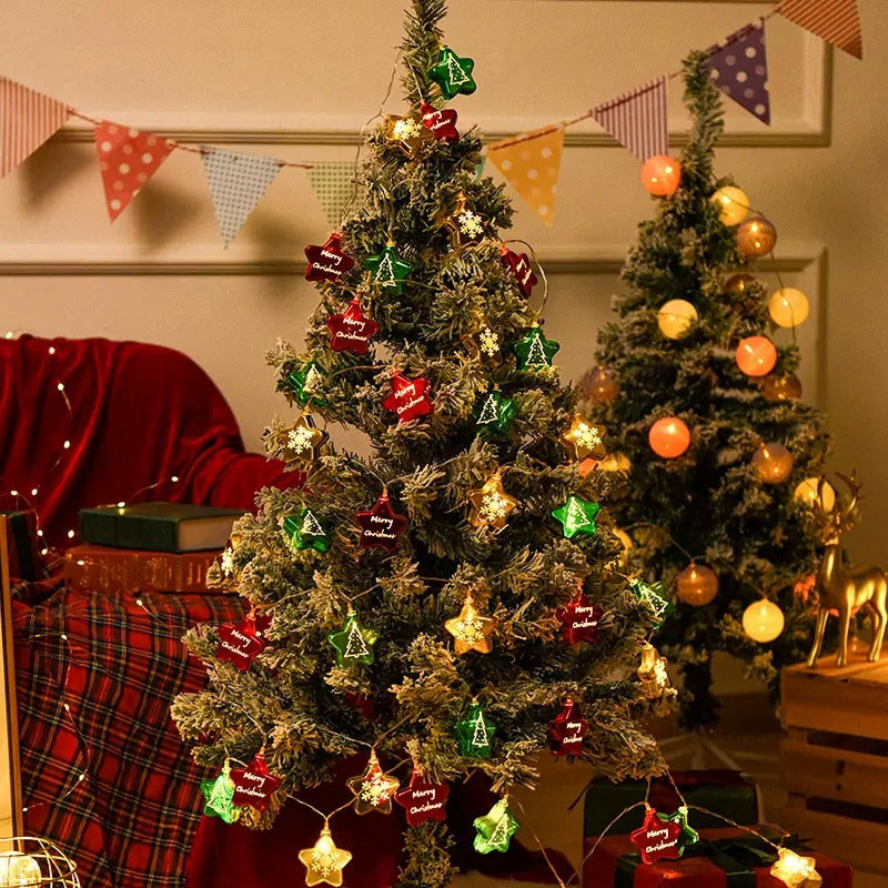 Star & Ball String Lights Christmas Decoration | 20-Light Plug-In Design, Warm White Glow | Waterproof PVC Casing 3