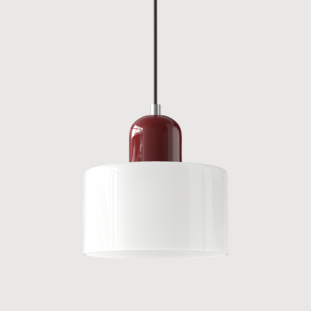 Glass Pendant Light Bauhaus Style Ø 15 cm | Coloured Glass Shade, Adjustable Cord | Warm Illumination for Dining and Living Areas 25