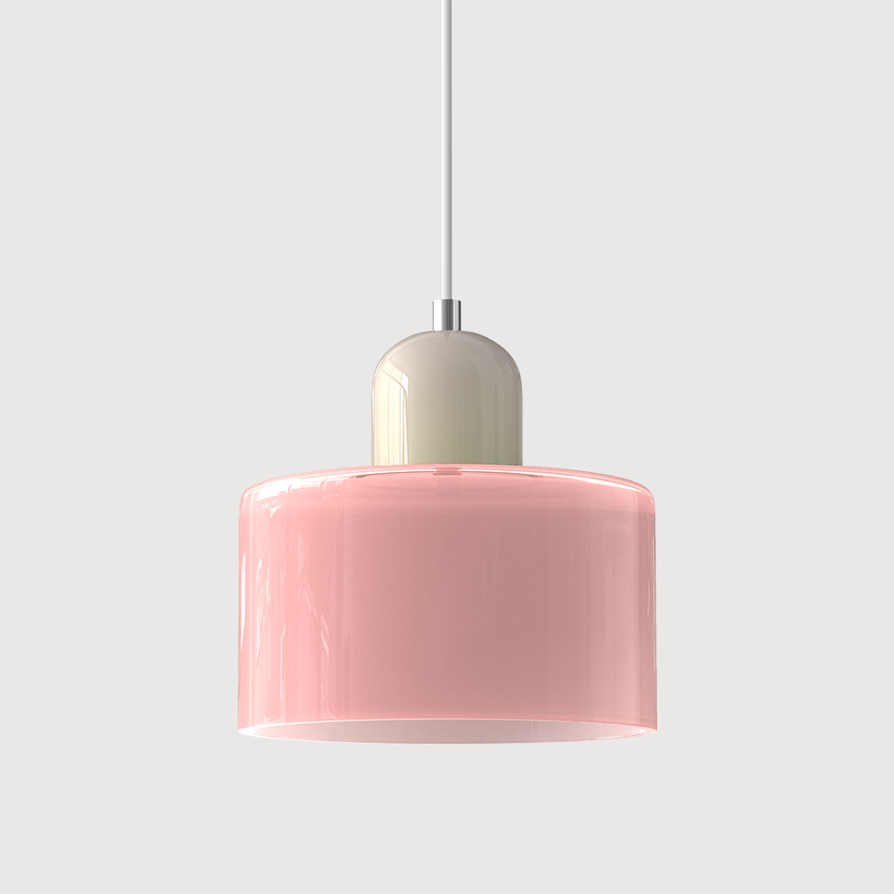 Glass Pendant Light Bauhaus Style Ø 15 cm | Coloured Glass Shade, Adjustable Cord | Warm Illumination for Dining and Living Areas 12