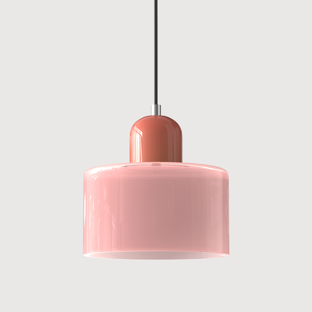 Glass Pendant Light Bauhaus Style Ø 15 cm | Coloured Glass Shade, Adjustable Cord | Warm Illumination for Dining and Living Areas 7