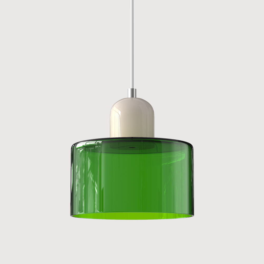 Glass Pendant Light Bauhaus Style Ø 15 cm | Coloured Glass Shade, Adjustable Cord | Warm Illumination for Dining and Living Areas 14