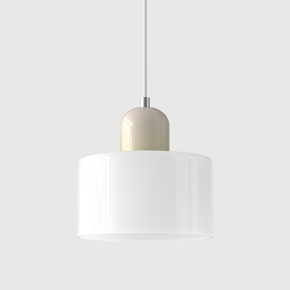 Glass Pendant Light Bauhaus Style Ø 15 cm | Coloured Glass Shade, Adjustable Cord | Warm Illumination for Dining and Living Areas 30