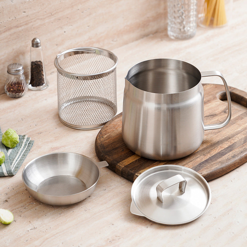 Oil Strainer Pot 304 Stainless Steel | Built-In Filter Net | Strain, Fry and Reuse Cooking Oil for Healthier Meals 1