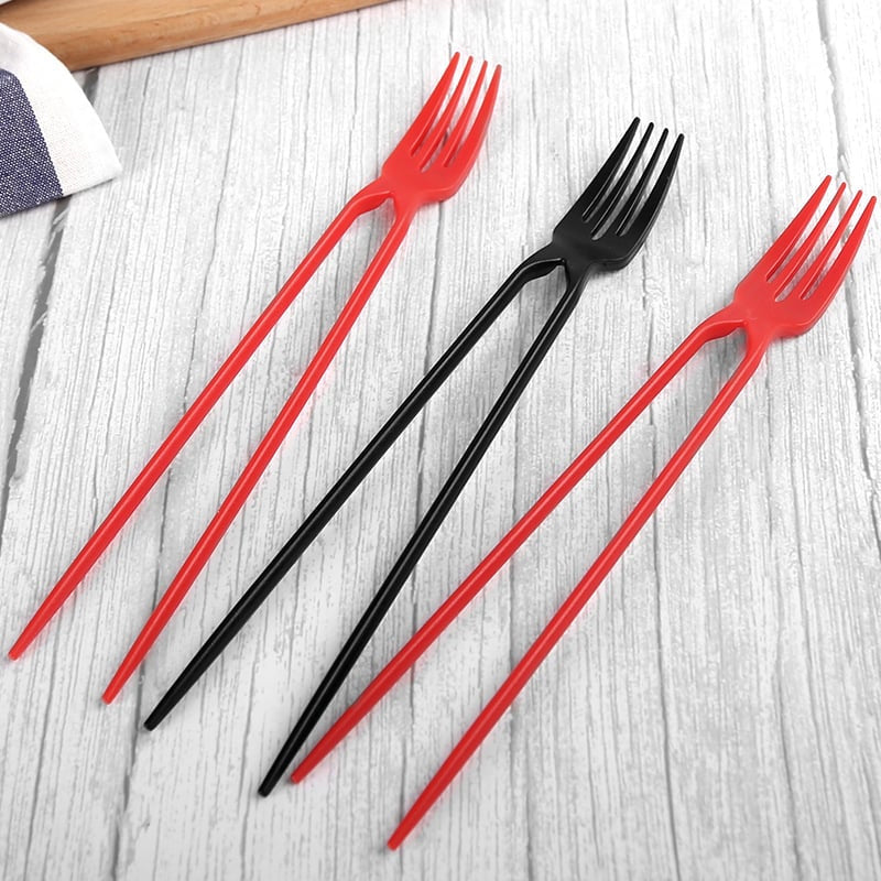 2-in-1 Chopsticks and Fork Utensil Set, Plastic | 50 Piece Pack, Reusable | Space-Saving Dual-Function Design for Every Meal 9