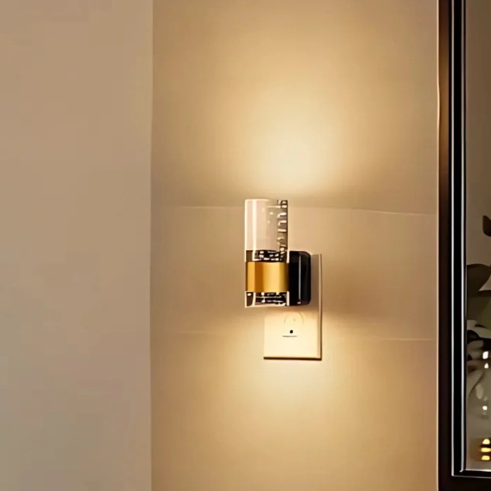 Bubble Acrylic Night Light | Automatic Dusk Sensor, Dimmable Warm Glow | Golden Metal Accent for Cosy Corners & Hallways 7