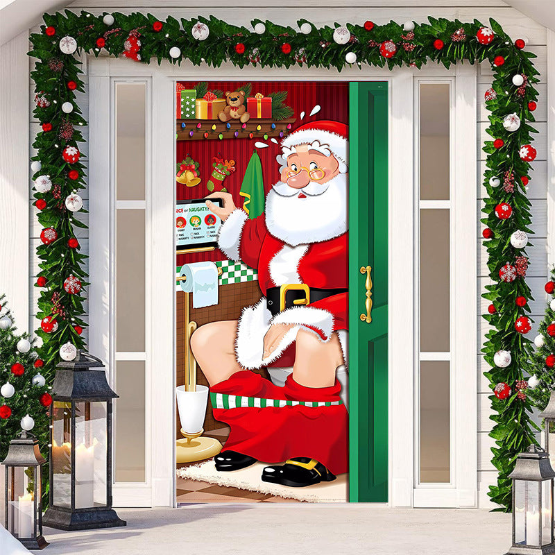 Christmas Door Cover Decoration | Fits Standard Front Doors, 28-Second Install | Washable Reusable Polyester Fabric 13