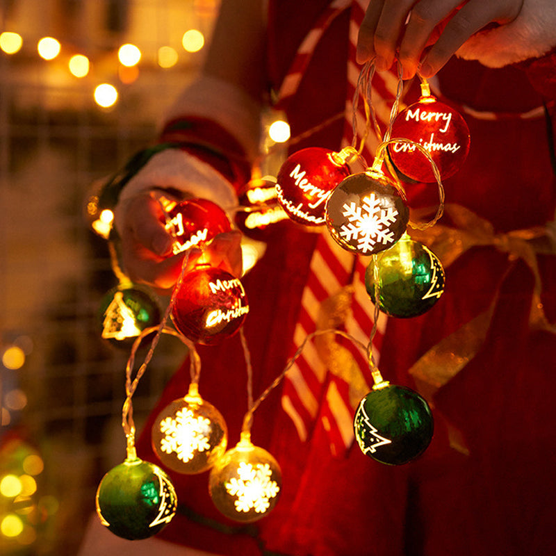 Star & Ball String Lights Christmas Decoration | 20-Light Plug-In Design, Warm White Glow | Waterproof PVC Casing 6