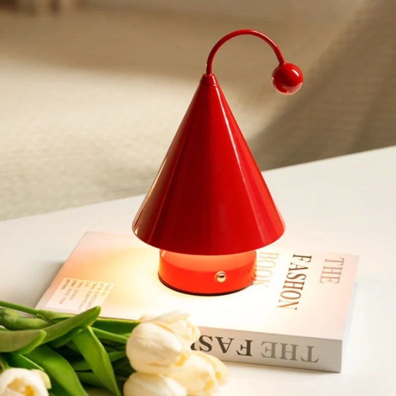 Cordless Cone Table Lamp, Iron & Acrylic, 20 x 12.5 x 12.5 cm | 3 Colours, Stepless Dimming | Rechargeable, Up to 6 Hours 2