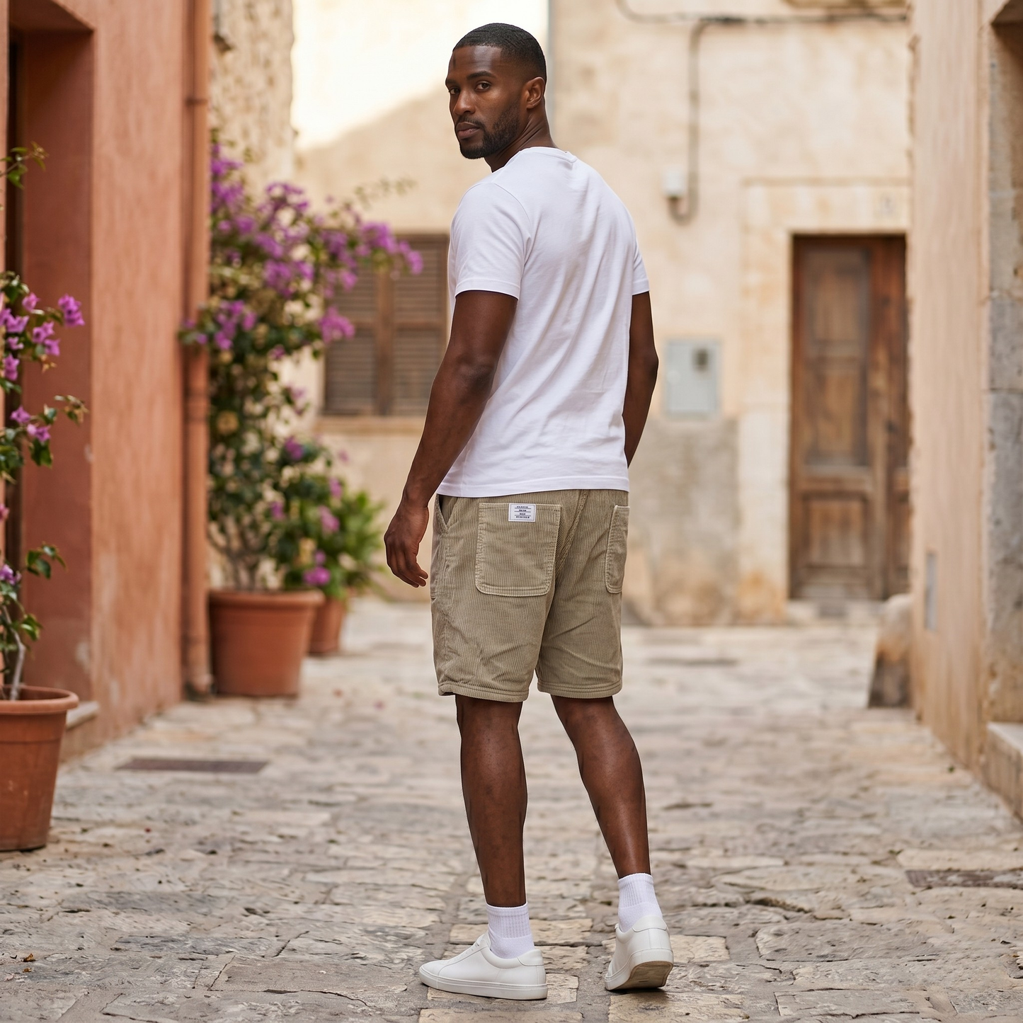 CottonCrew | Men's Corduroy Cargo Shorts – Relaxed Fit Elastic Waist