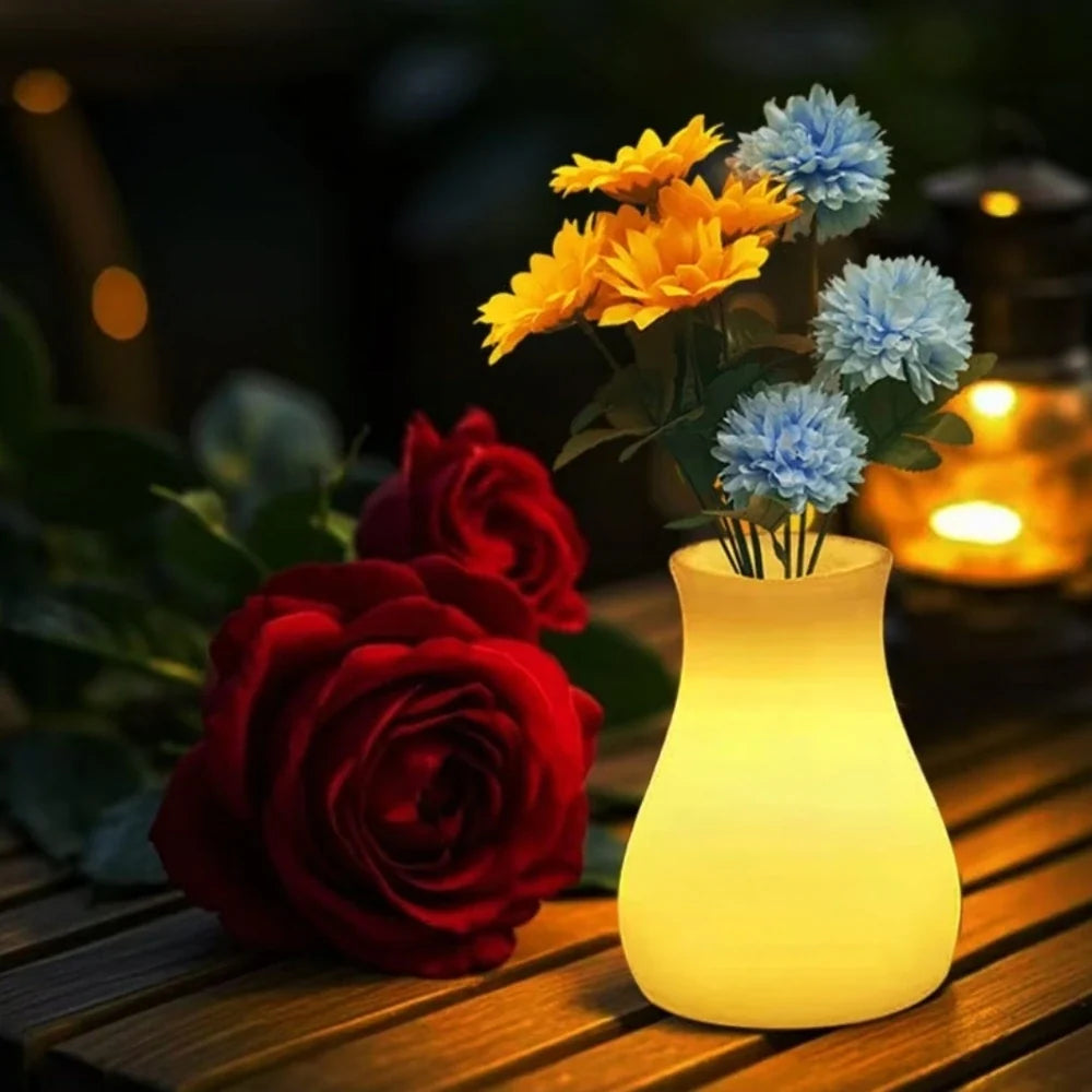 LED Flower Vase Plastic 11 x 11 x 15 cm | Rechargeable & IP65 Waterproof | 16 Colours, Remote Control, USB Charging 2