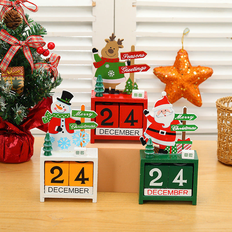 Wooden Christmas Countdown Calendar | Numbered Dates with Carved Figure Design | Eco-Friendly Reusable Wood Decoration 1